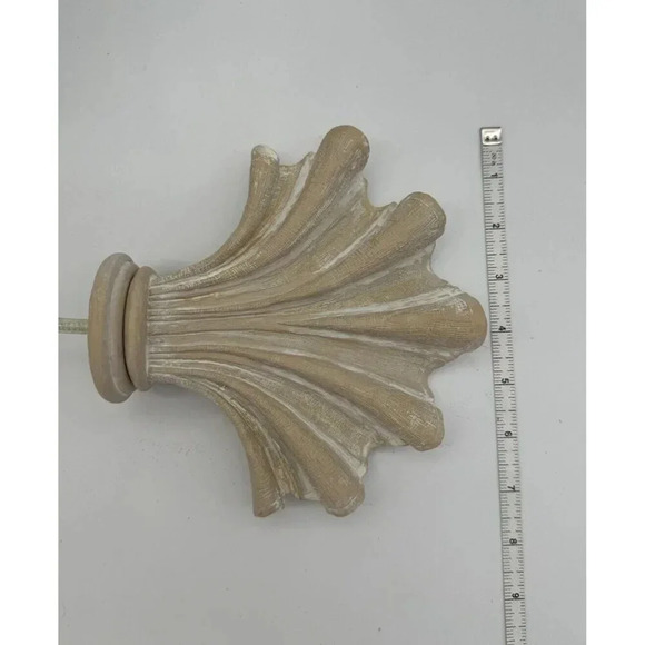 LARGE vintage Pair Wood 7” Drapery Curtain Rod Finial sea Shell Beach Nautical - Picture 10 of 10